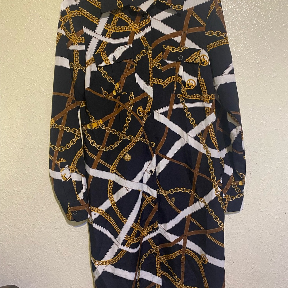 Michael Kors Black Long Sleeve Shirt Dress